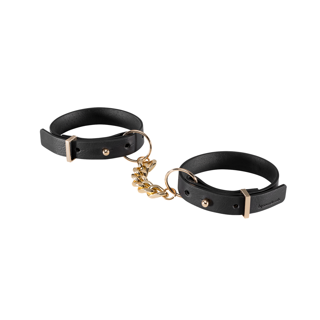 Maze Thin Leather Handcuffs Black