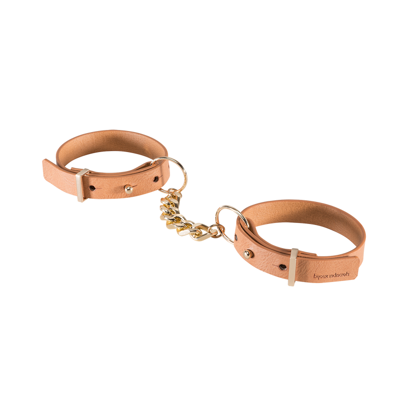 Maze Thin Leather Handcuffs Brown